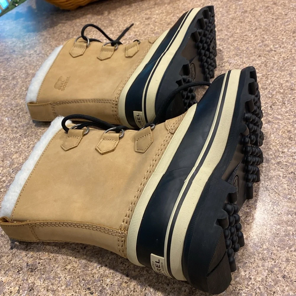 NWT Sorel Caribou Winter Waterproof Boots Youth 3 1123511 Faux Fur FLAWS  No Box - Picture 12 of 17